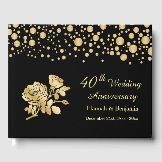 Livre D'or Golden Confetti Rose 40e anniversaire de Mariage (Recto)