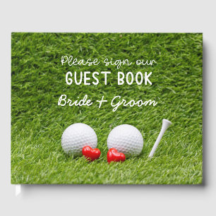 Livre D'or Golf Mariage deux balles de golf sur vert avec amo
