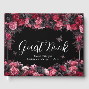 Livre D'or Gothique rose rouge et noir Moody Quinceañera