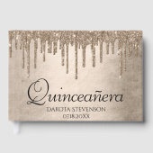 Livre D'or Goutte de Paillettes Taupe | Champagne Quinceanera (Recto)
