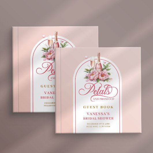 Livre D'or Graceful blush and gold petals prosecco sign book