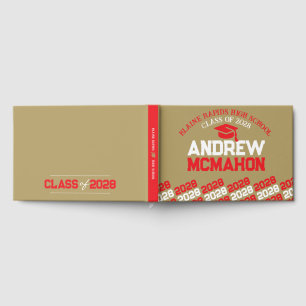 Livre D'or Graduation d'or rouge et bronze personnalisée