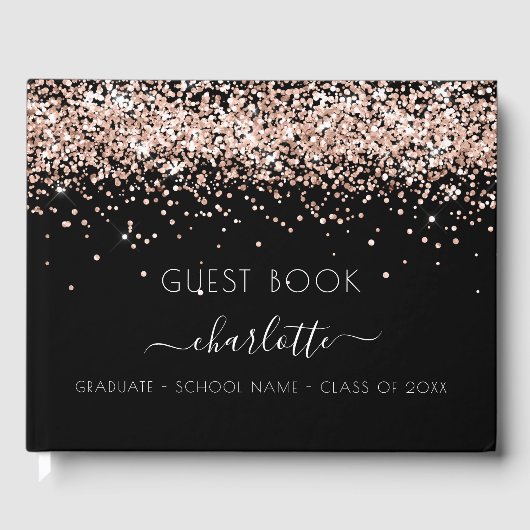 Livre D'or Graduation party noir rose or 2025 (Recto)