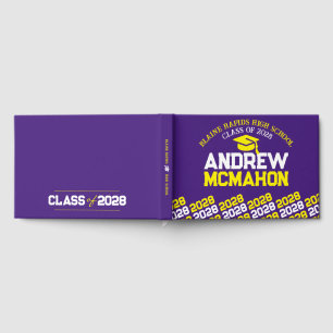Livre D'or Graduation Purple & Jaune Personnalisée
