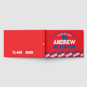 Livre D'or Graduation Rouge & Bleu Personnalisée