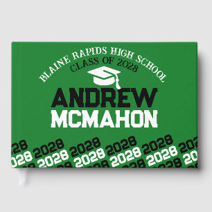 Livre D'or Graduation verte et noire personnalisée