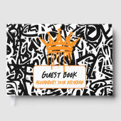 Livre D'or Graffiti Couronne noir orange anniversaire (Recto)