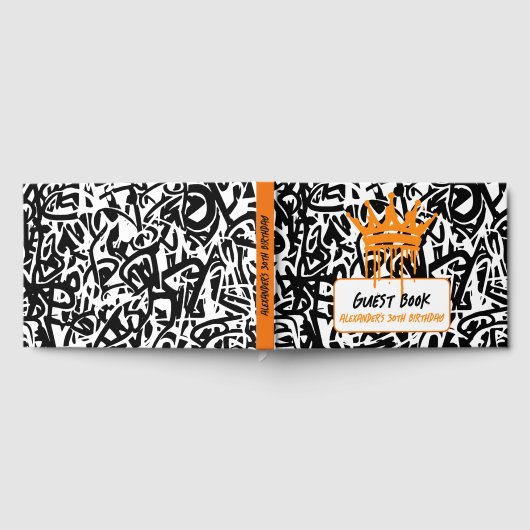 Livre D'or Graffiti Couronne noir orange anniversaire (Complet)
