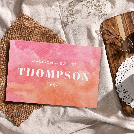 Livre D'or Gras moderne rose et orange Mariage de monogramme