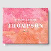 Livre D'or Gras moderne rose et orange Mariage de monogramme (Recto)