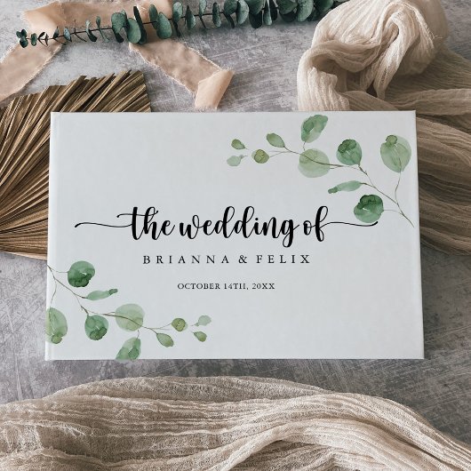 Livre D'or Green Delight Eucalyptus Mariage de calligraphie