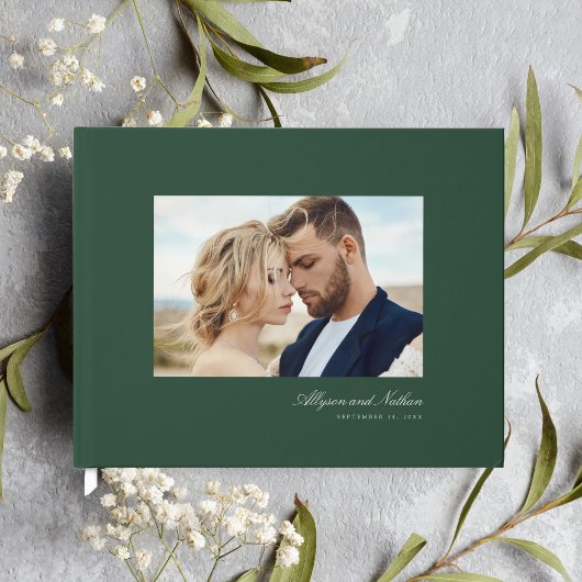 Livre D'or Green Elegant Modern Simple Script Mariage photo