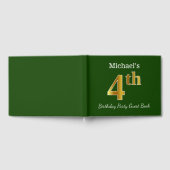 Livre D'or Green, Faux Gold 4e fête d'anniversaire + Nom pers (Complet)