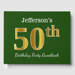 Livre D'or Green, Faux Gold 50th Birthday Party + Nom personn