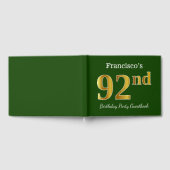 Livre D'or Green, Faux Gold 92e fête d'anniversaire + Nom per (Complet)