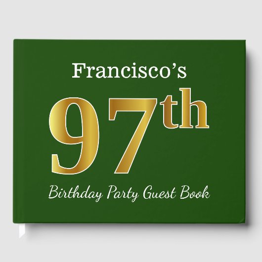 Livre D'or Green, Faux Gold 97th Birthday Party + Nom personn (Recto)