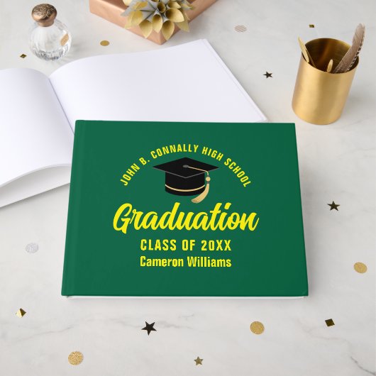 Livre D'or Green Jaune Graduate Custom Party (Recto ouvert)