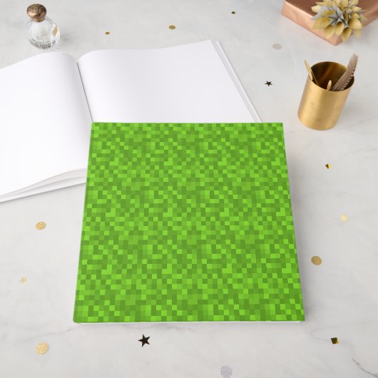 Livre D'or Green Pixel Pattern Retro 8-Bit Gaming (Recto ouvert)