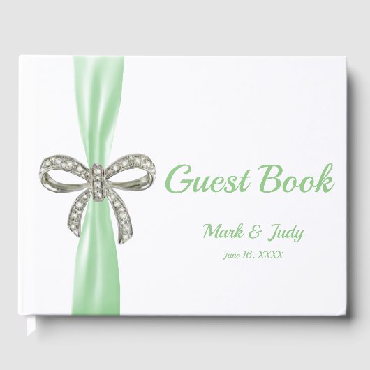 Livre d'or Green Ribbon Diamond Bow Mariage (Recto)