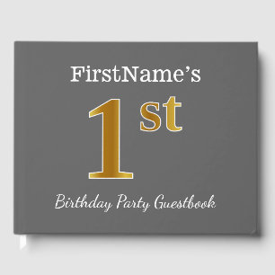 Livre D'or Grey, Faux Gold 1er fête d'anniversaire + Nom pers
