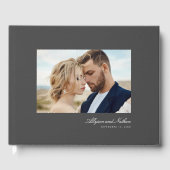 Livre D'or Gris Élégant Moderne Simple Script Mariage photo (Recto)
