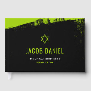 Livre D'or Grunge Lime Green Black Bar Mitzvah