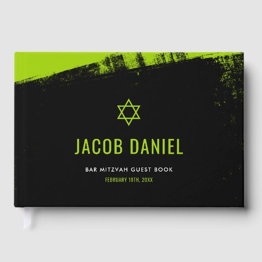 Livre D'or Grunge Lime Green Black Bar Mitzvah (Recto)