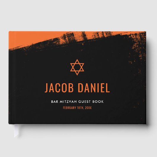 Livre D'or Grunge Orange Black Bar Mitzvah (Recto)