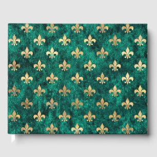 Livre D'or Grunge Velvet Vert Fleur De Lis Mardi Gras