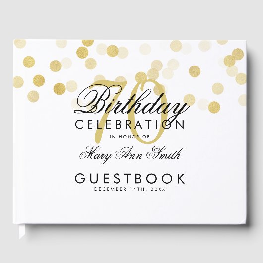 Livre D'or Guestbook 70e anniversaire Gold Foil Parties scint (Recto)