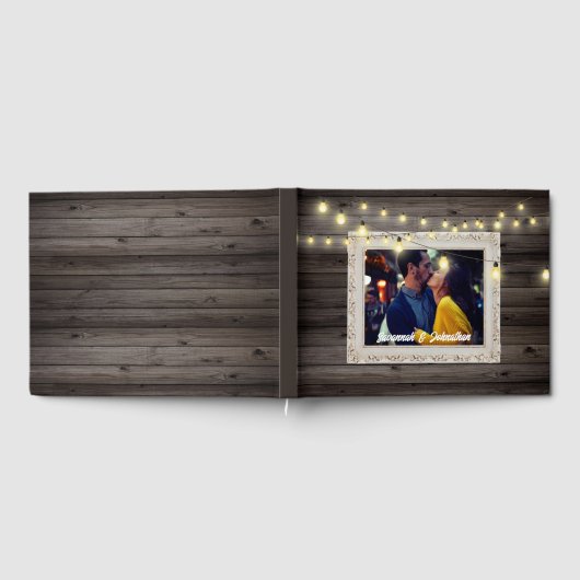 Livre D'or Guirlande lumineuse en bois pour mariage rustique (Complet)