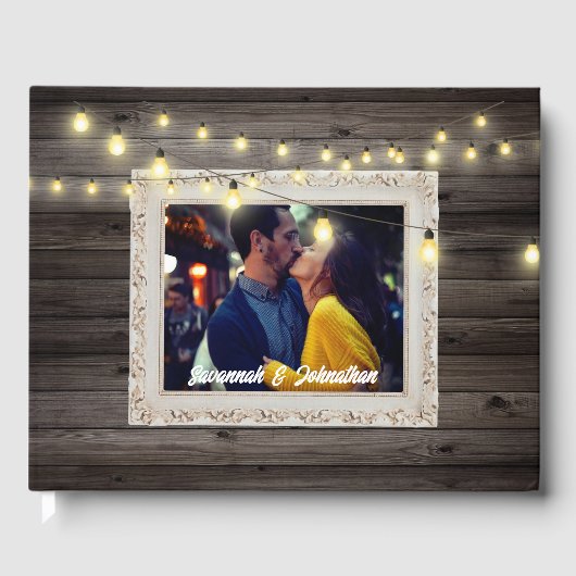 Livre D'or Guirlande lumineuse en bois pour mariage rustique  (Recto)