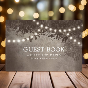 Livre D'or Guirlande Lumineuse Rustique Marron pour Mariage