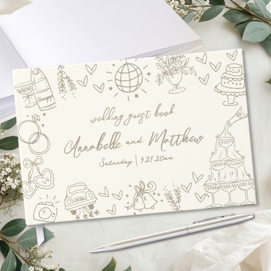 Livre D'or Hand Drawn Vintage Whimsical Wedding