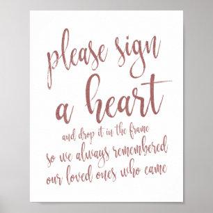 Livre d'or Heart Drop Rose Gold Pailleté Enseigne 