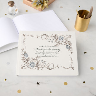 Livre D'or Heritage Victorien Botanique Bleu Poudre Taupe