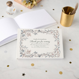 Livre D'or Heritage Victorien Botanique Bleu Poudre Taupe