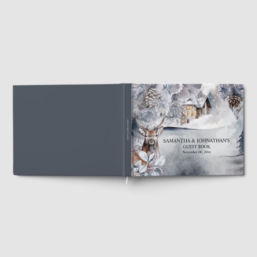 Livre D'or Hiver cerf pays neige forêt cabine forestier (Complet)