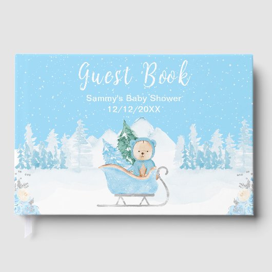 Livre D'or Hiver Ours Bleu Baby shower couleigh (Recto)