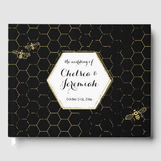 Livre D'or Honey Bee Black Gold Motif mariage personnalisé