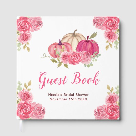 Livre D'or Hot Pink Floral Pumpkins Bridal Shower (Recto)