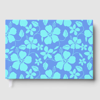 LIVRE D'OR HULA HAWAIEN (HIBISCUS) EN PERVENCHE ET BLEU