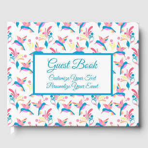 Livre D'or Hummingbirds Pastel Blue Rose Motif d'oiseaux