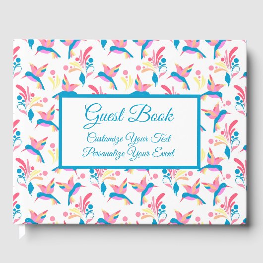 Livre D'or Hummingbirds Pastel Blue Rose Motif d'oiseaux (Recto)