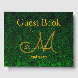Livre D'or Hunter Green Gold Mariage Réception Monogramme