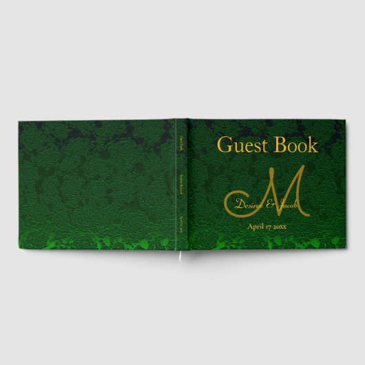 Livre D'or Hunter Green Gold Mariage Réception Monogramme (Complet)