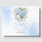 Livre D'or Hydrangeas bleus doux détails dorés douche de mari (Recto)