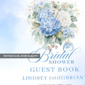 Livre D'or Hydrangeas bleus doux détails dorés douche de mari