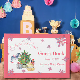 Livre D'or Il fait froid dehors Noël Baby shower fille rose