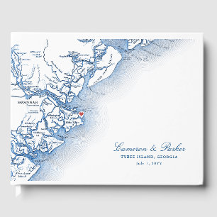 Livre D'or Île Tybee Géorgie Carte Mariage élégant